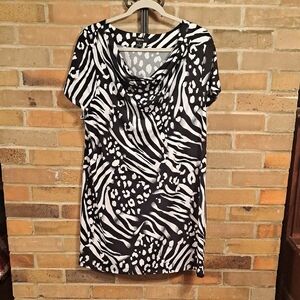 Style & CO. XL Black and White Animal Print Women's Dress